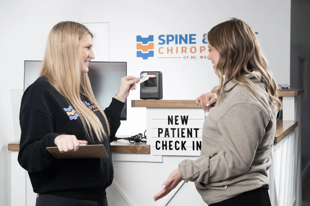 New patient check in at Spine and Joint Chiropractor office